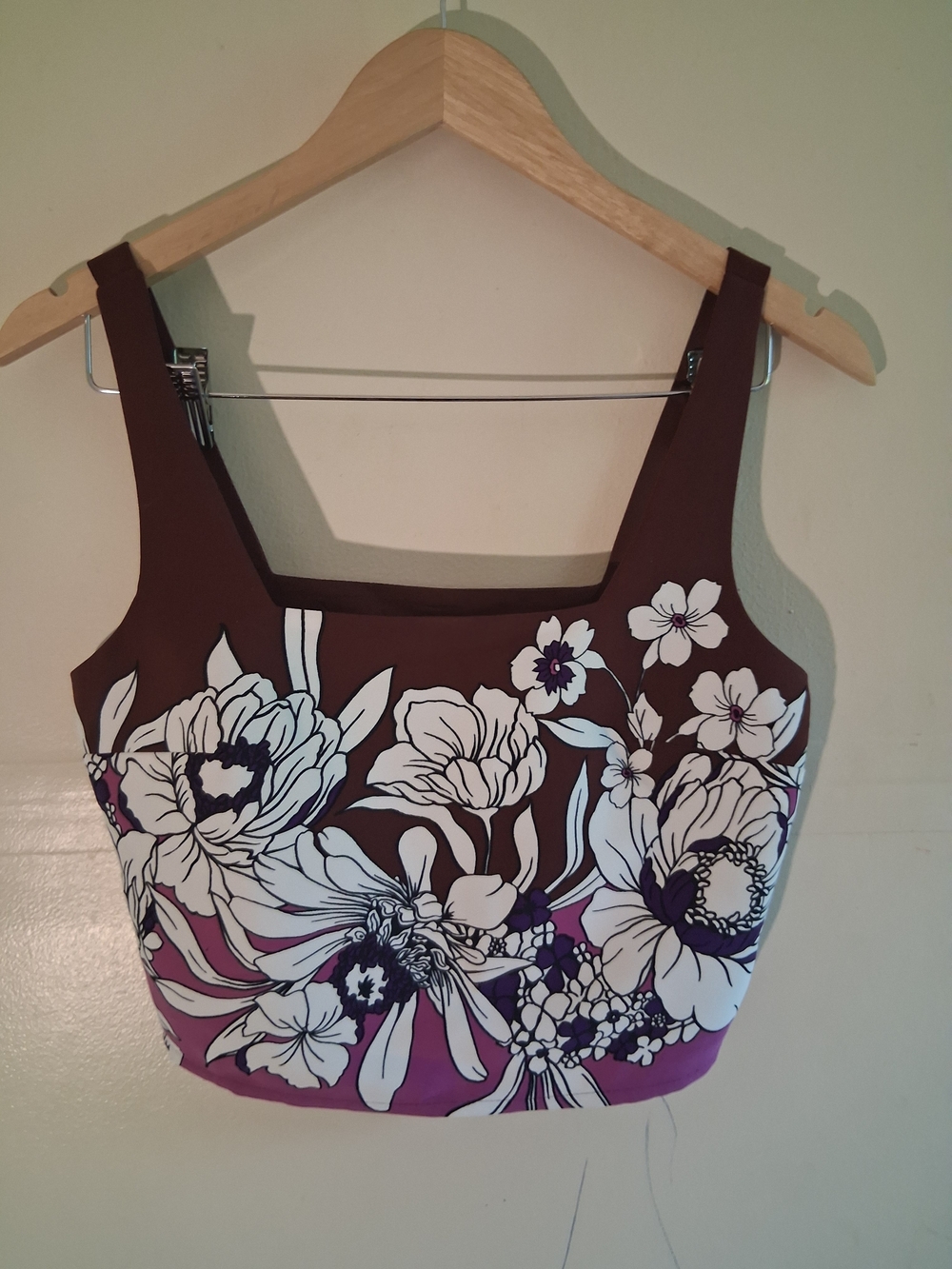 Express Brown & Purple Floral Scoop Tank